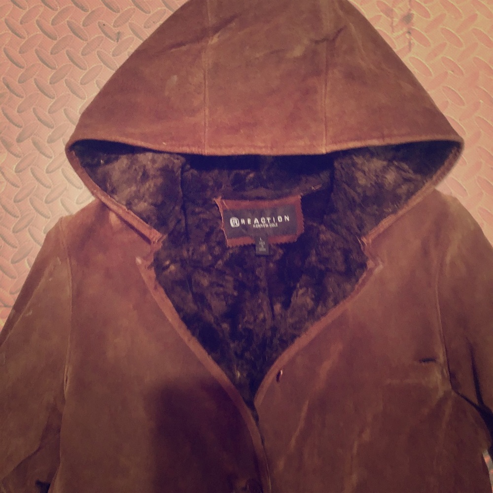 Long winter suede lined coat